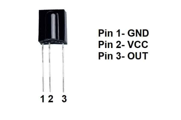 TSOP1738 IR receiver sensor pin diagram