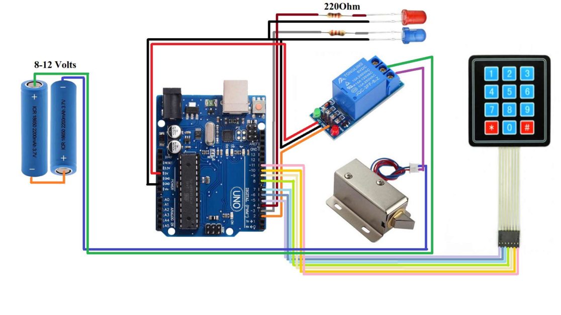 Arduino circuit for keypad door lock