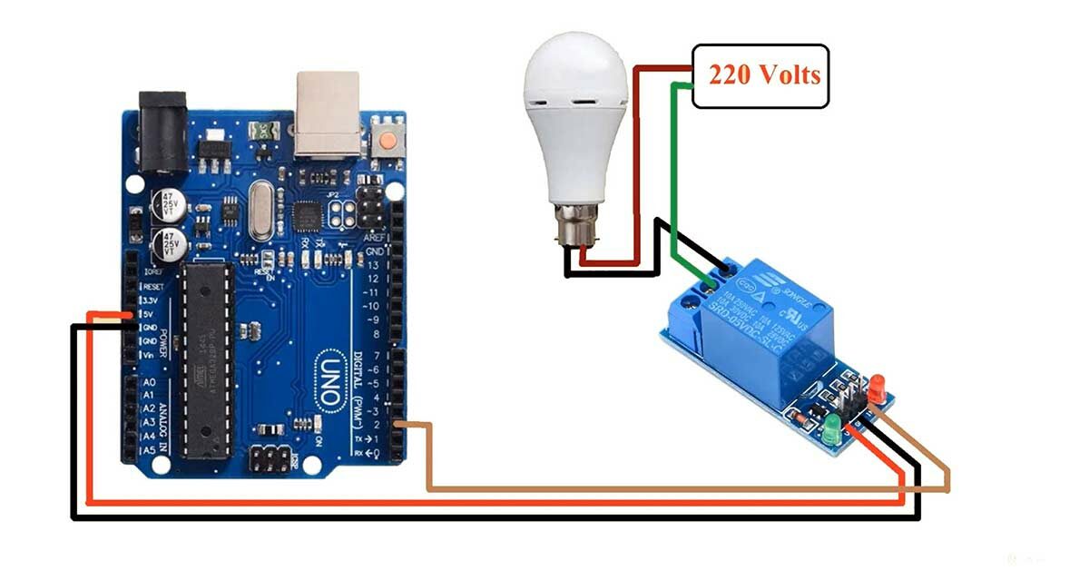 1-channel relay module with Arduino circuit diagram