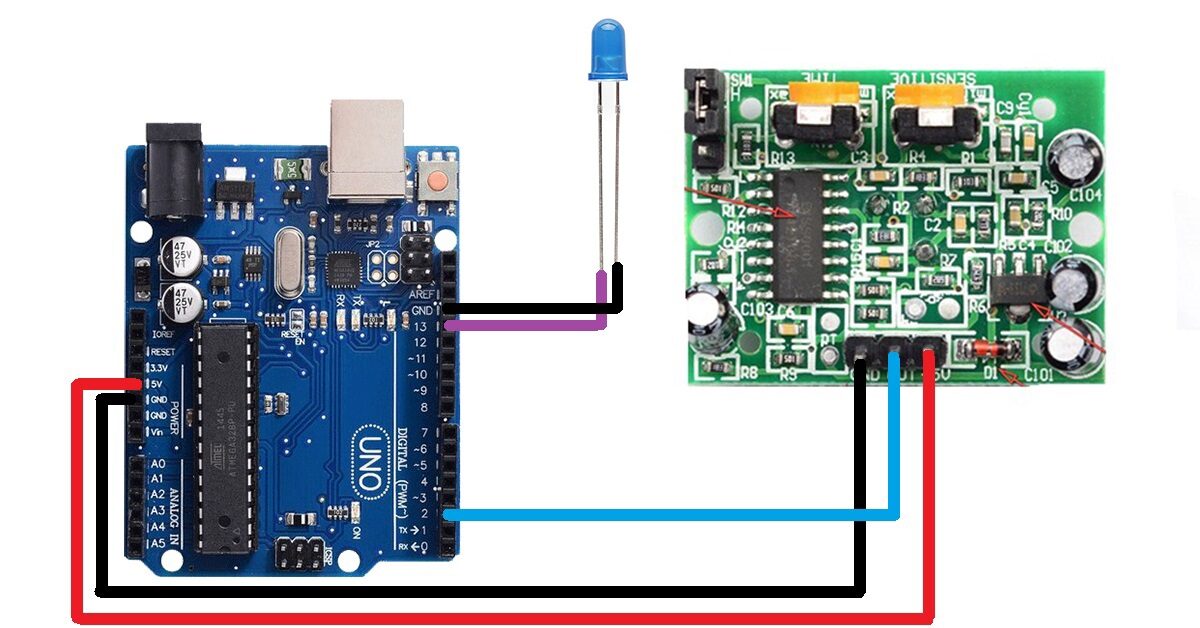 PIR with Arduino circuit diagram